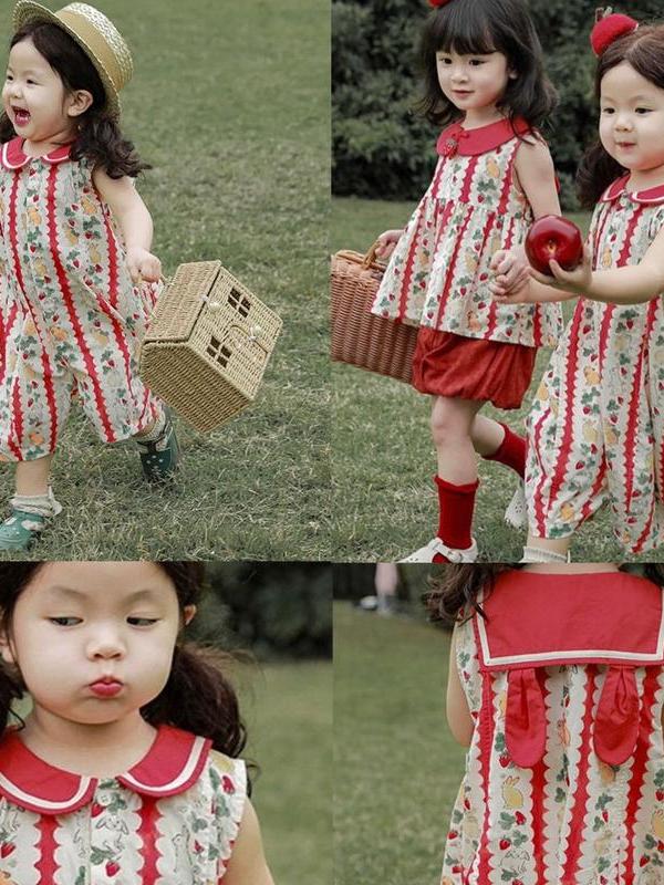 Red Floral Picnic Girl Dress by Hania Kids
